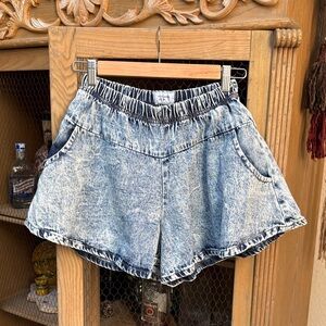 Flying Angel Acid Wash Skort Denim Shorts